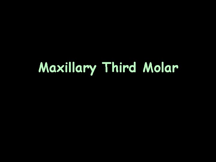 Maxillary Third Molar 