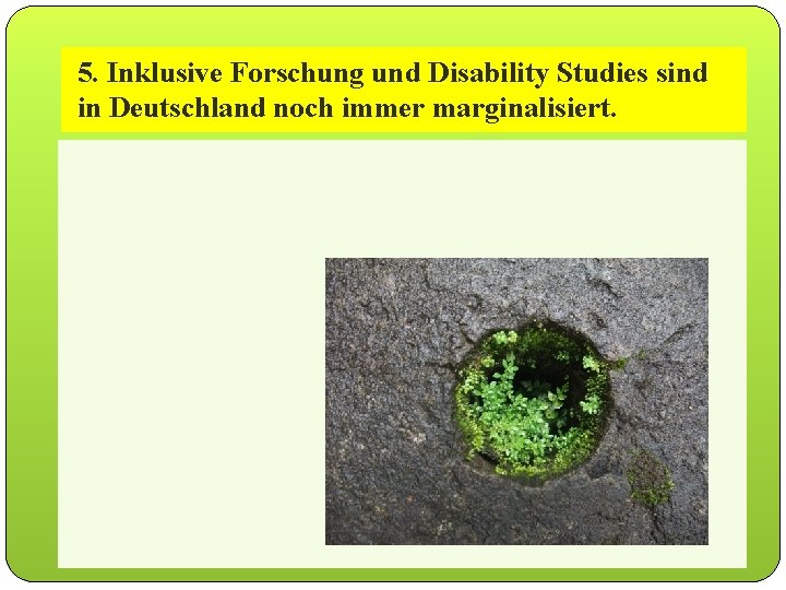 5. Inklusive Forschung und Disability Studies sind 1. 3 Deutschland Partizipative Forschung ist (wieder)