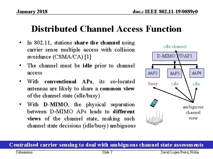 January 2018 doc. : IEEE 802. 11 -19/0089 r 0 Distributed Channel Access Function