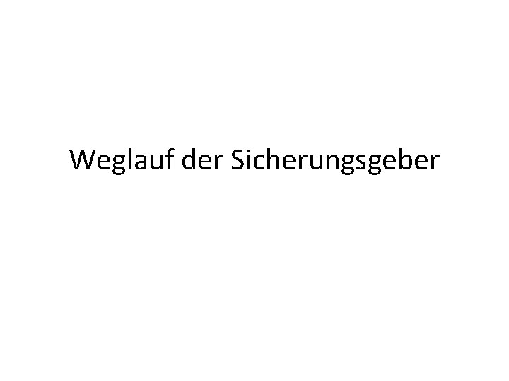 Weglauf der Sicherungsgeber Wettlauf der Sicherungsgeber Befriedigt der