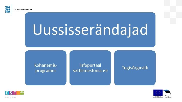 Uussisserändajad Kohanemisprogramm Infoportaal settleinestonia. ee Tugivõrgustik 