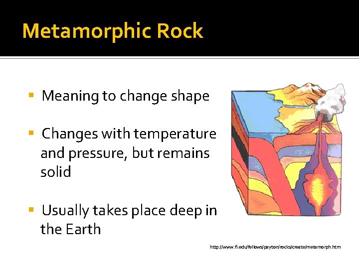 Metamorphic Rock § Meaning to change shape § Changes with temperature and pressure, but