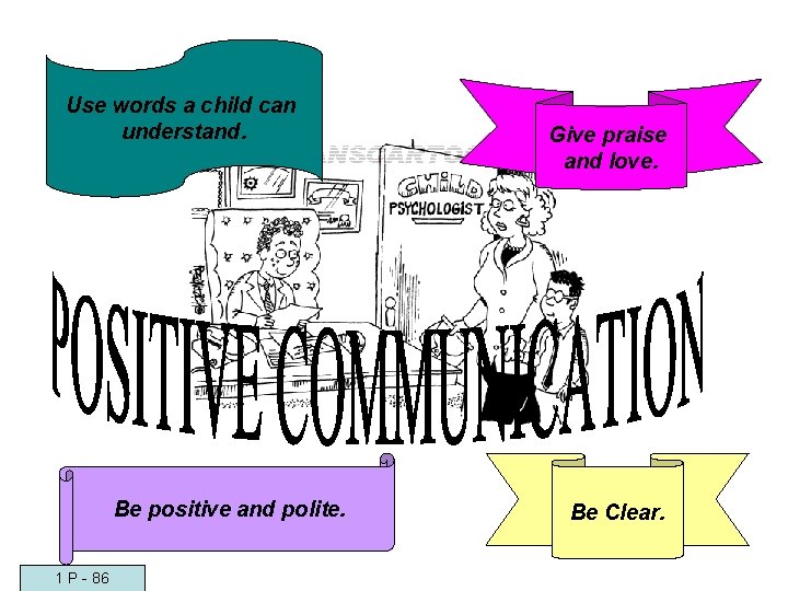 Use words a child can understand. Be positive and polite. 1 P - 86