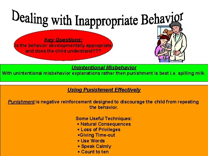 Key Questions: Is the behavior developmentally appropriate and does the child understand? ? ?