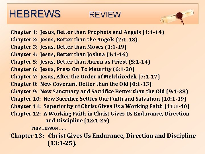 HEBREWS REVIEW Chapter 1: Jesus, Better than Prophets and Angels (1: 1 -14) 1: