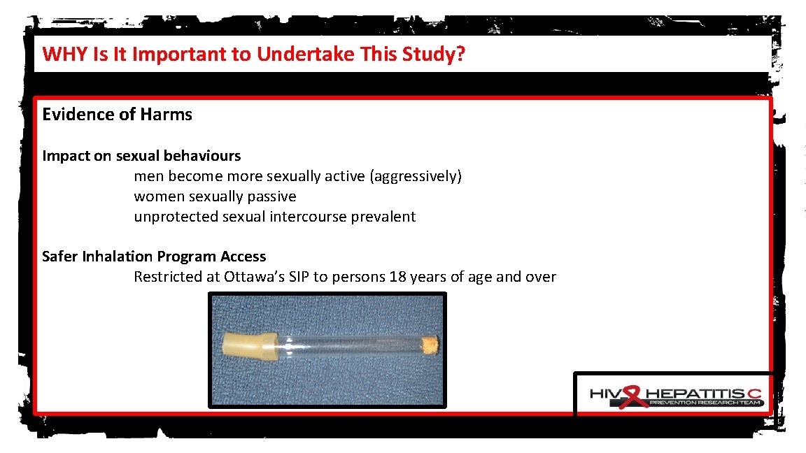 WHY Is It Important to Undertake This Study? Evidence of Harms Impact on sexual