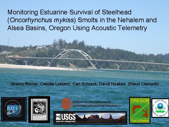 Monitoring Estuarine Survival of Steelhead (Oncorhynchus mykiss) Smolts in the Nehalem and Alsea Basins, Monitoring Estuarine Survival of Steelhead (Oncorhynchus mykiss) Smolts in the Nehalem and Alsea Basins,