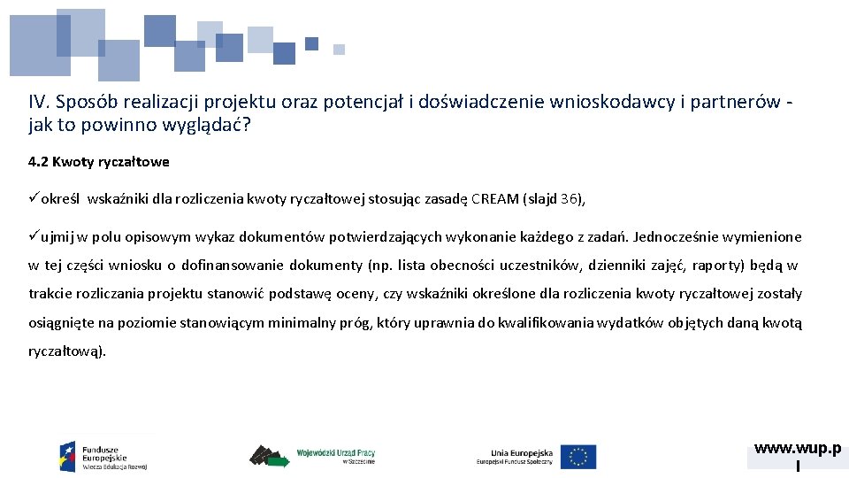 IV. Sposób realizacji projektu oraz potencjał i doświadczenie wnioskodawcy i partnerów jak to powinno