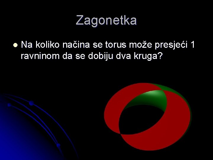 Zagonetka l Na koliko načina se torus može presjeći 1 ravninom da se dobiju