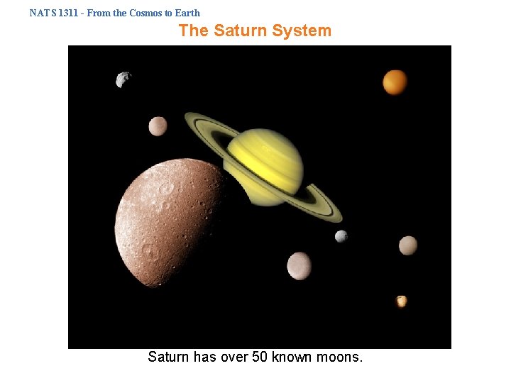 NATS 1311 - From the Cosmos to Earth The Saturn System Saturn has over