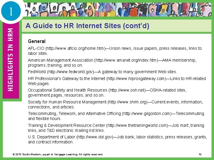 1 A Guide to HR Internet Sites (cont’d) General AFL-CIO (http: //www. aflcio. org/home.