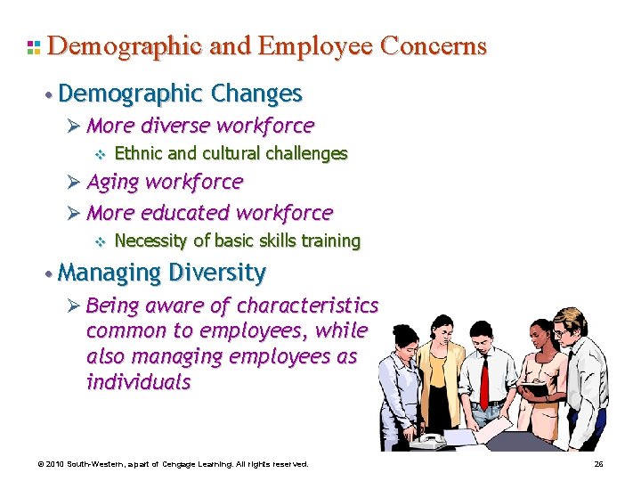 Demographic and Employee Concerns • Demographic Changes Ø More diverse workforce v Ethnic and