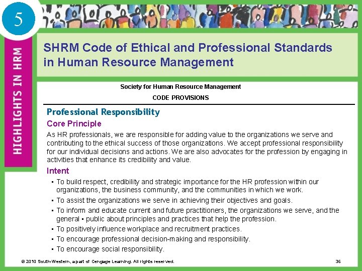 5 SHRM Code of Ethical and Professional Standards in Human Resource Management Society for