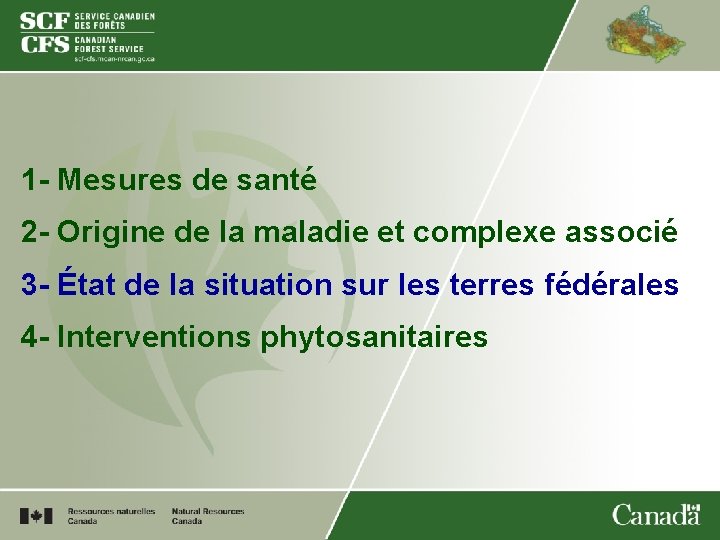 1 - Mesures de santé 2 - Origine de la maladie et complexe associé