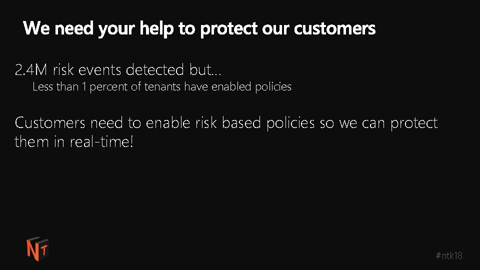 2. 4 M risk events detected but… Less than 1 percent of tenants have