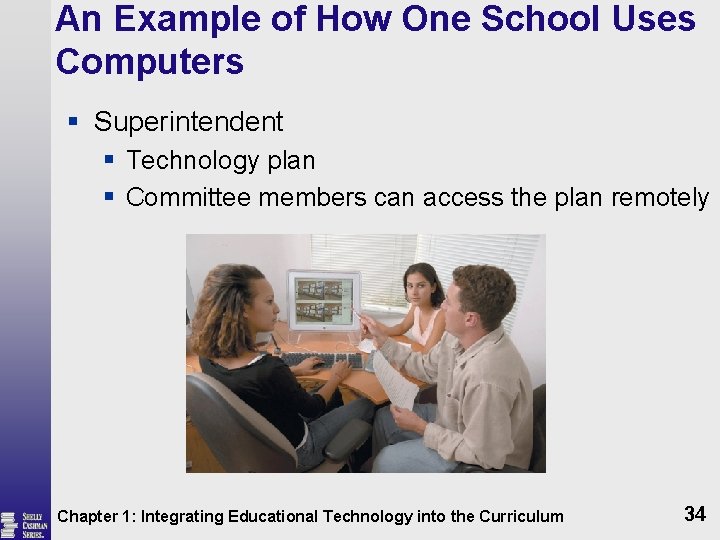 An Example of How One School Uses Computers § Superintendent § Technology plan §