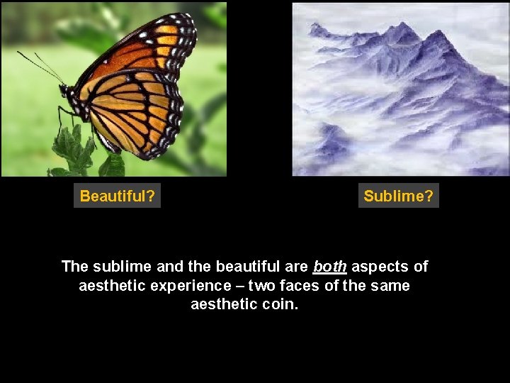 Beautiful? Sublime? The sublime and the beautiful are both aspects of aesthetic experience –