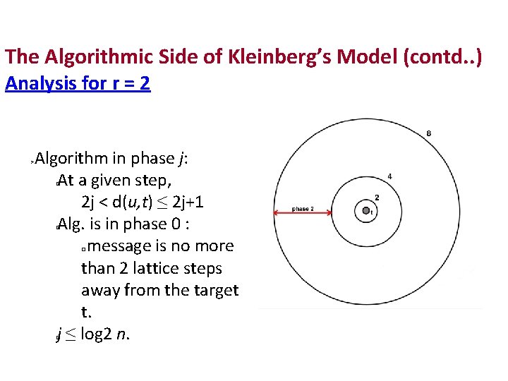 The Algorithmic Side of Kleinberg’s Model (contd. . ) Analysis for r = 2