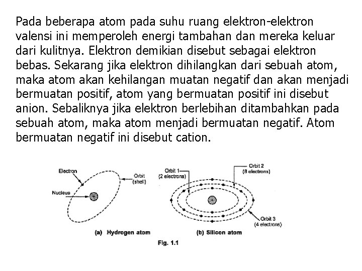 Pada beberapa atom pada suhu ruang elektron-elektron valensi ini memperoleh energi tambahan dan mereka