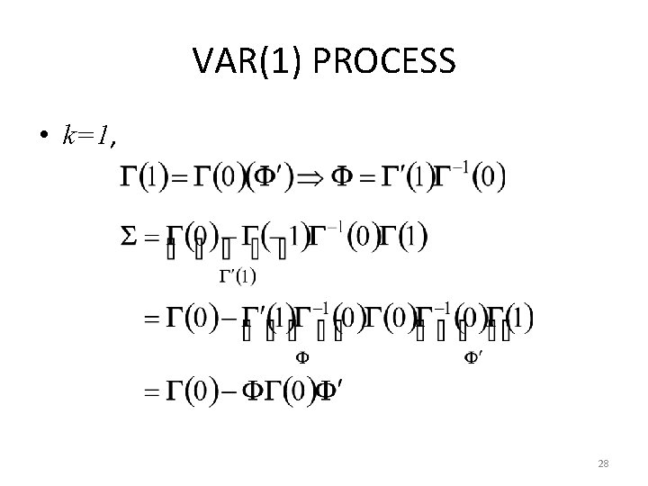 VAR(1) PROCESS • k=1, 28 