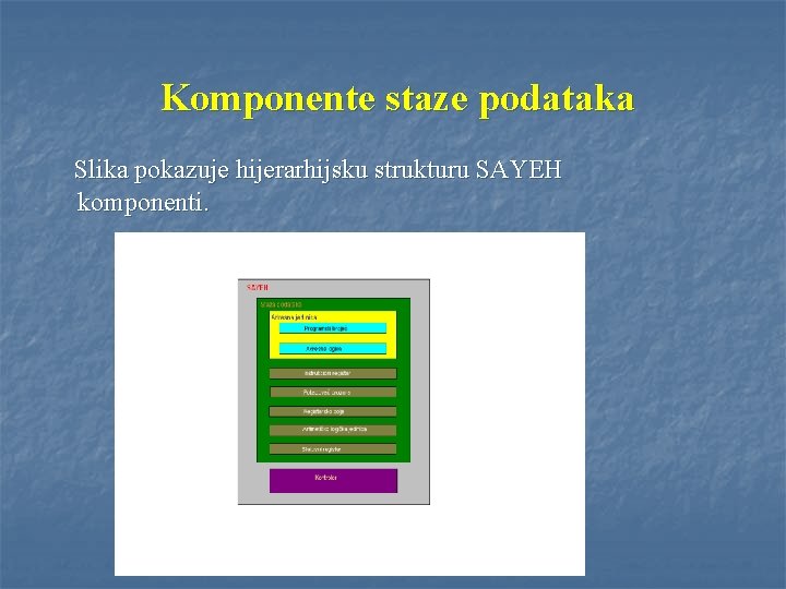 Komponente staze podataka Slika pokazuje hijerarhijsku strukturu SAYEH komponenti. 