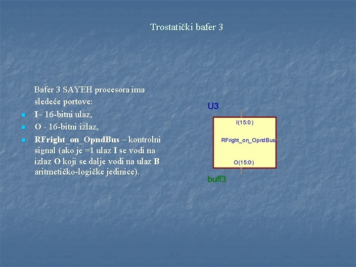 Trostatički bafer 3 n n n Bafer 3 SAYEH procesora ima sledeće portove: I–