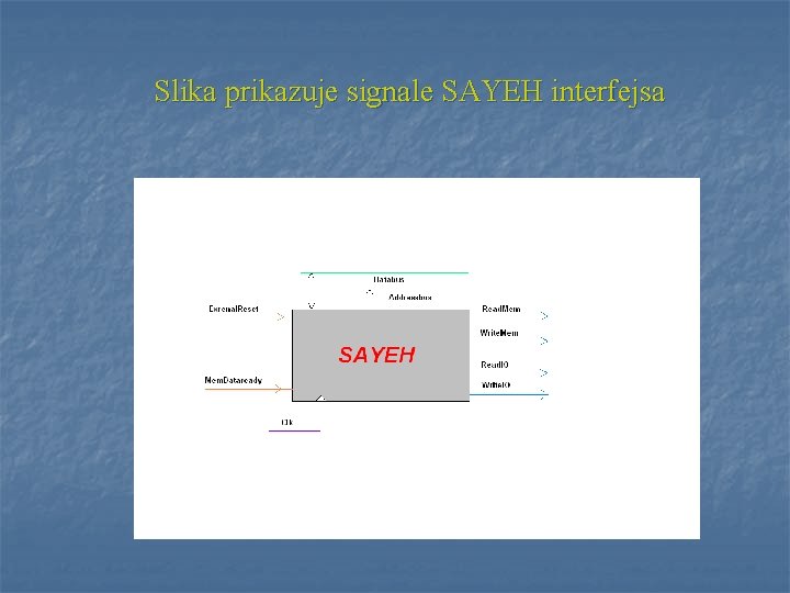 Slika prikazuje signale SAYEH interfejsa 