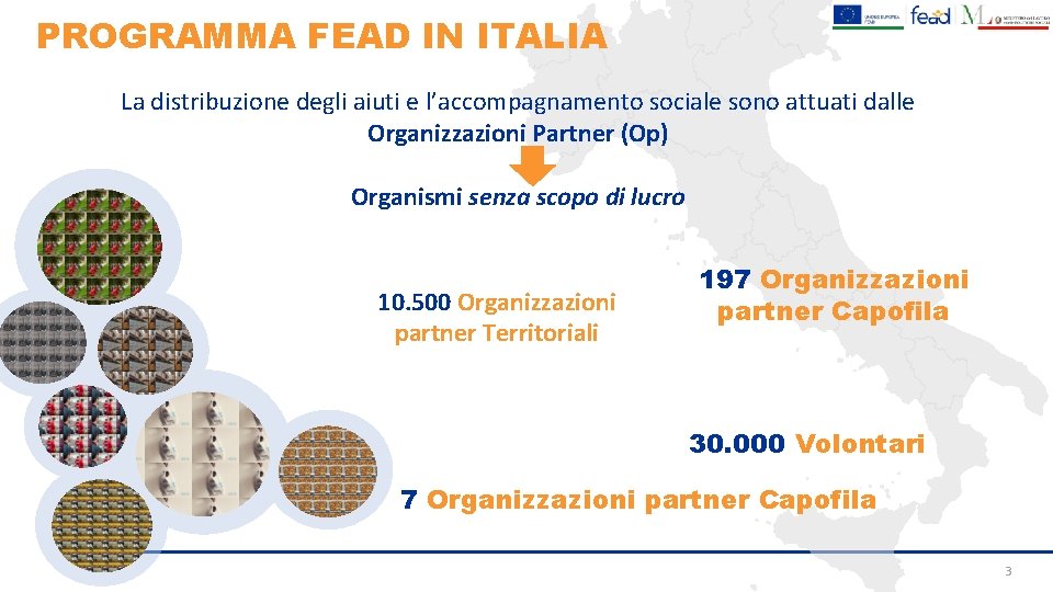 PROGRAMMA FEAD IN ITALIA La distribuzione degli aiuti e l’accompagnamento sociale sono attuati dalle