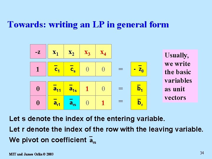 Towards: writing an LP in general form -z x 1 x 2 x 3
