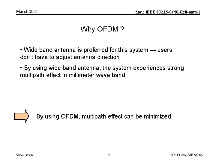 March 2004 doc. : IEEE 802. 15 -04/0141 r 0 -mmwi Why OFDM ?