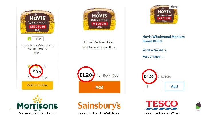 7 Screenshot taken from Morrisons Screenshot taken from Sainsburys Screenshot taken from Tesco 