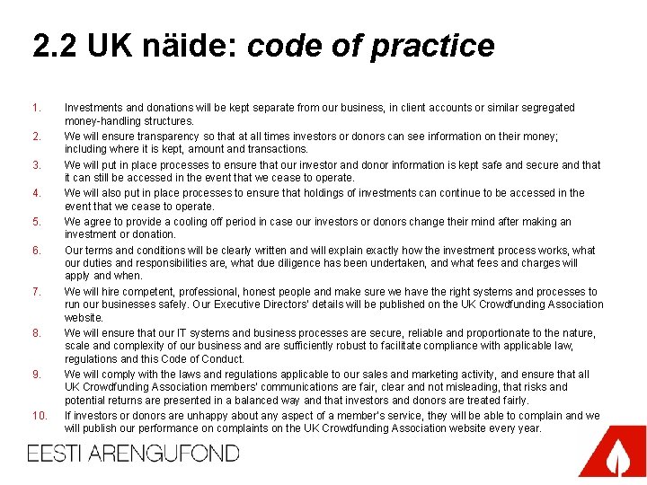 2. 2 UK näide: code of practice 1. 2. 3. 4. 5. 6. 7.