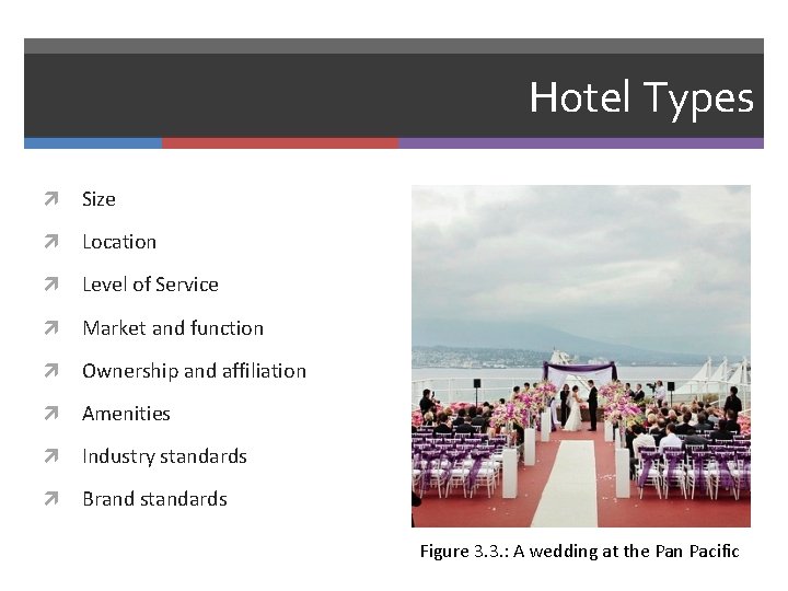 Hotel Types Size Location Level of Service Market and function Ownership and affiliation Amenities