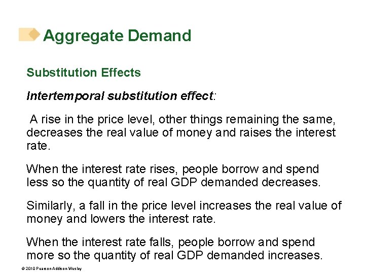 Aggregate Demand Substitution Effects Intertemporal substitution effect: A rise in the price level, other