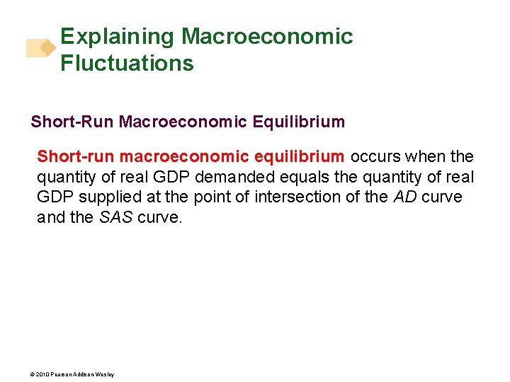 Explaining Macroeconomic Fluctuations Short-Run Macroeconomic Equilibrium Short-run macroeconomic equilibrium occurs when the quantity of