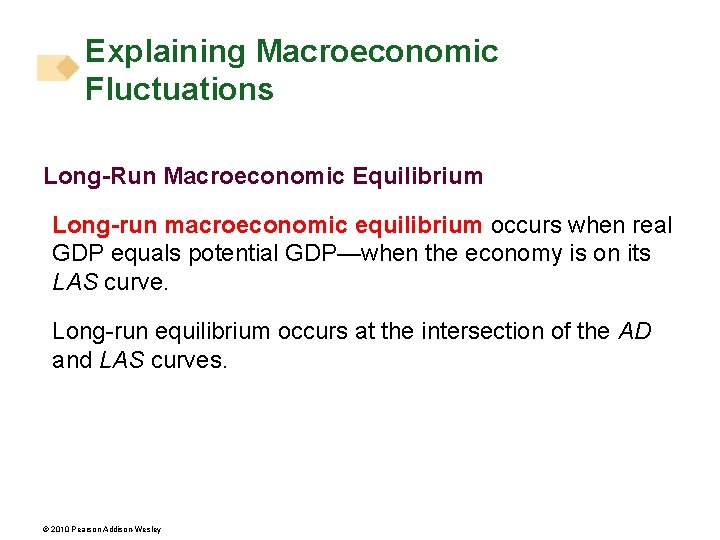 Explaining Macroeconomic Fluctuations Long-Run Macroeconomic Equilibrium Long-run macroeconomic equilibrium occurs when real GDP equals