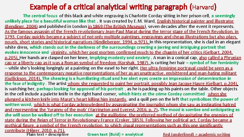 Example of a critical analytical writing paragraph (Harvard) The central focus of this black