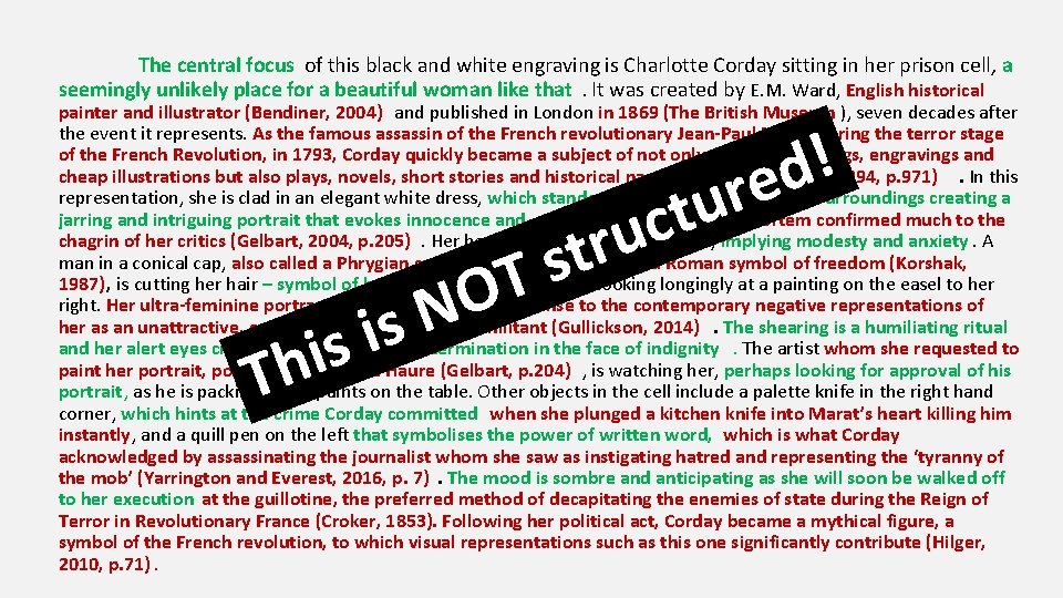 The central focus of this black and white engraving is Charlotte Corday sitting in