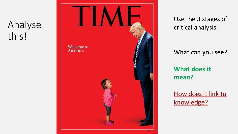 Analyse this! Use the 3 stages of critical analysis: What can you see? What