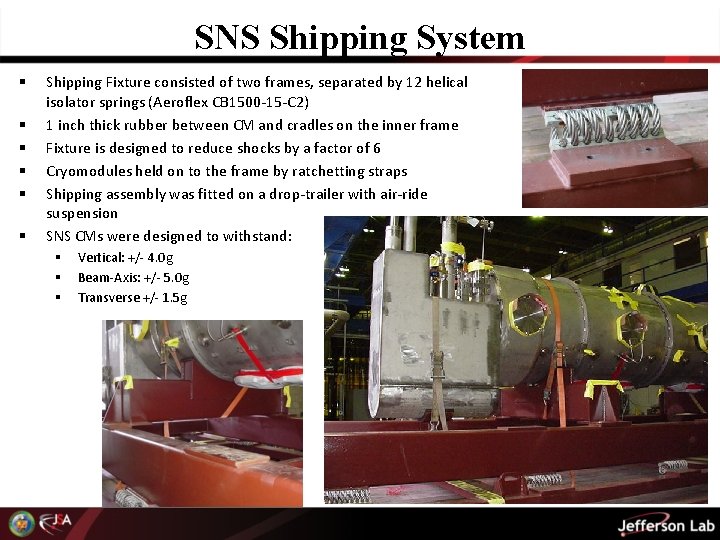 SNS Shipping System § § § Shipping Fixture consisted of two frames, separated by