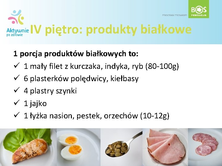 IV piętro: produkty białkowe 1 porcja produktów białkowych to: ü 1 mały filet z