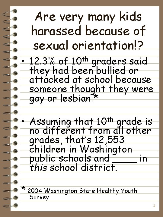 Are very many kids harassed because of sexual orientation!? • 12. 3% of 10