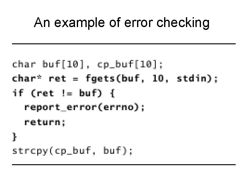 An example of error checking 