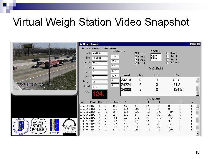 Virtual Weigh Station Video Snapshot 16 