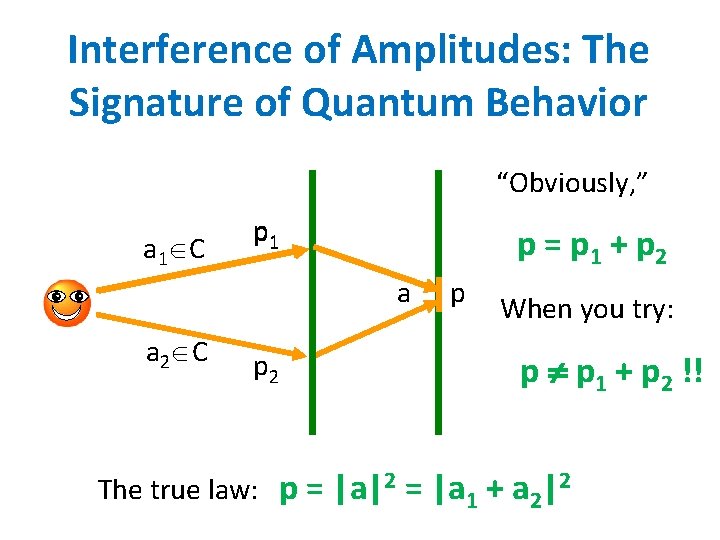 Interference of Amplitudes: The Signature of Quantum Behavior “Obviously, ” a 1 C p