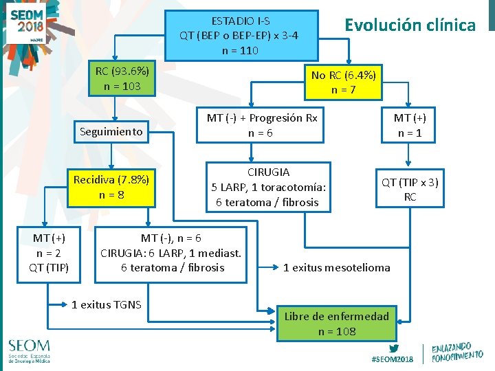 Evolución clínica ESTADIO I-S QT (BEP o BEP-EP) x 3 -4 n = 110