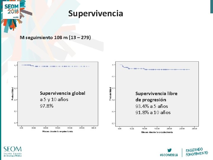 Supervivencia M seguimiento 108 m (13 – 279) Supervivencia global a 5 y 10