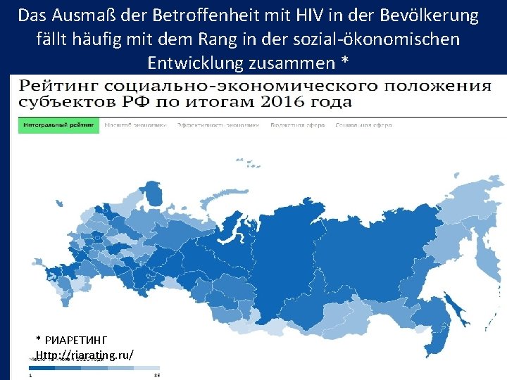 Das Ausmaß der Betroffenheit mit HIV in der Bevölkerung fällt häufig mit dem Rang