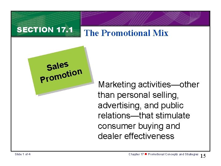 SECTION 17. 1 Sales n o i t o Prom Slide 1 of 4