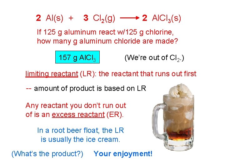 2 Al(s) + 3 Cl 2(g) 2 Al. Cl 3(s) If 125 g aluminum